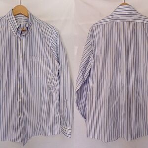 Brooks Brothers The Original Polo Shirt Blue White Stripe Long Sleeve 1818 16.5